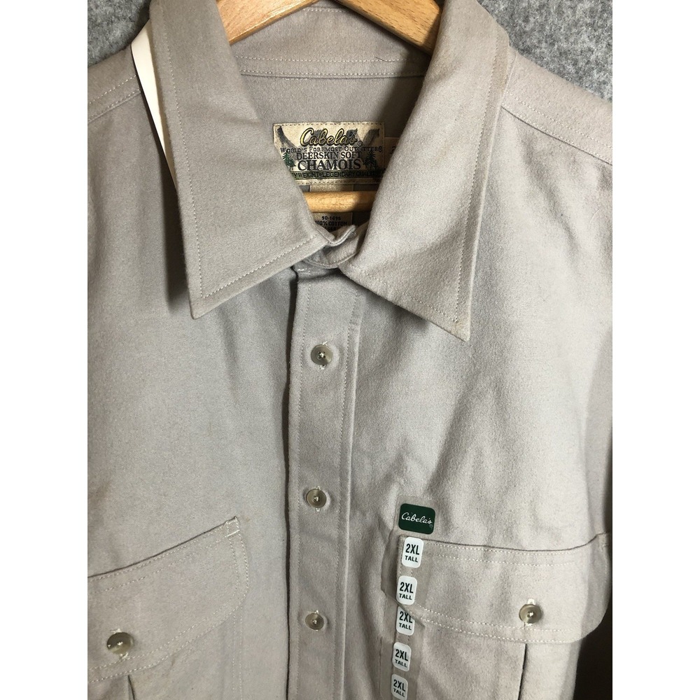 Cabelas Shirt Mens 2XLT Tan Deerskin Chamois Flannel Workwear Casual New w Tags